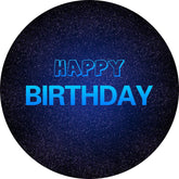 Aperturee - Black And Blue Glitter Round Birthday Backdrop